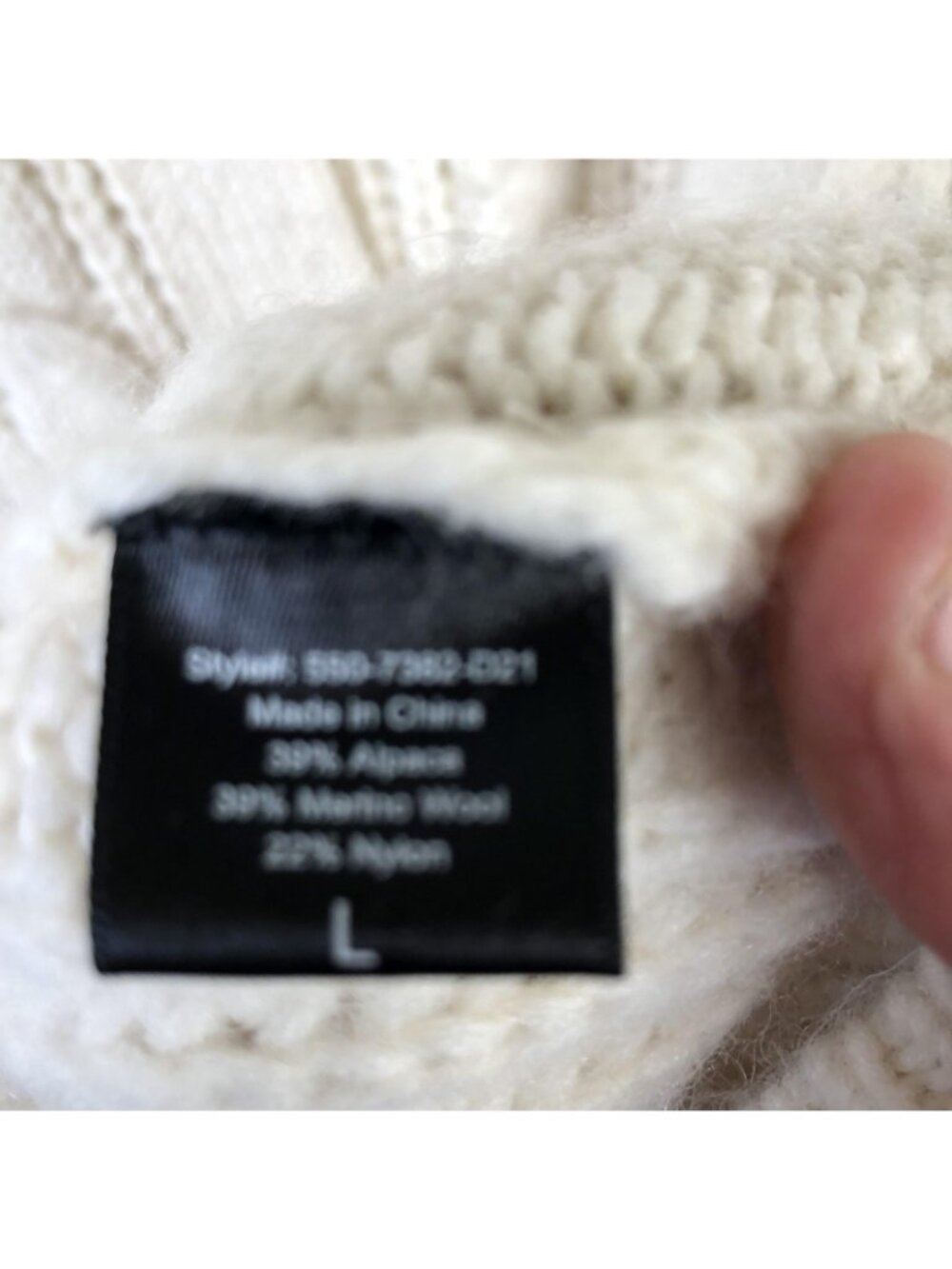 Jenni Kayne Cardigan Sweater Womens L Ivory Alpaca Wool Cable Knit Luxury Chunky - Picture 6 of 16